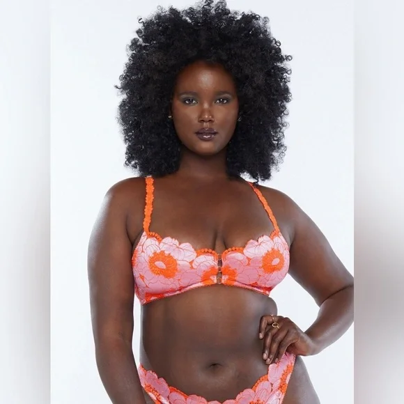 Savage X Fenty Perfect Poppies Unlined Lace Bralette Bra Women’s Size L - Picture 2 of 9